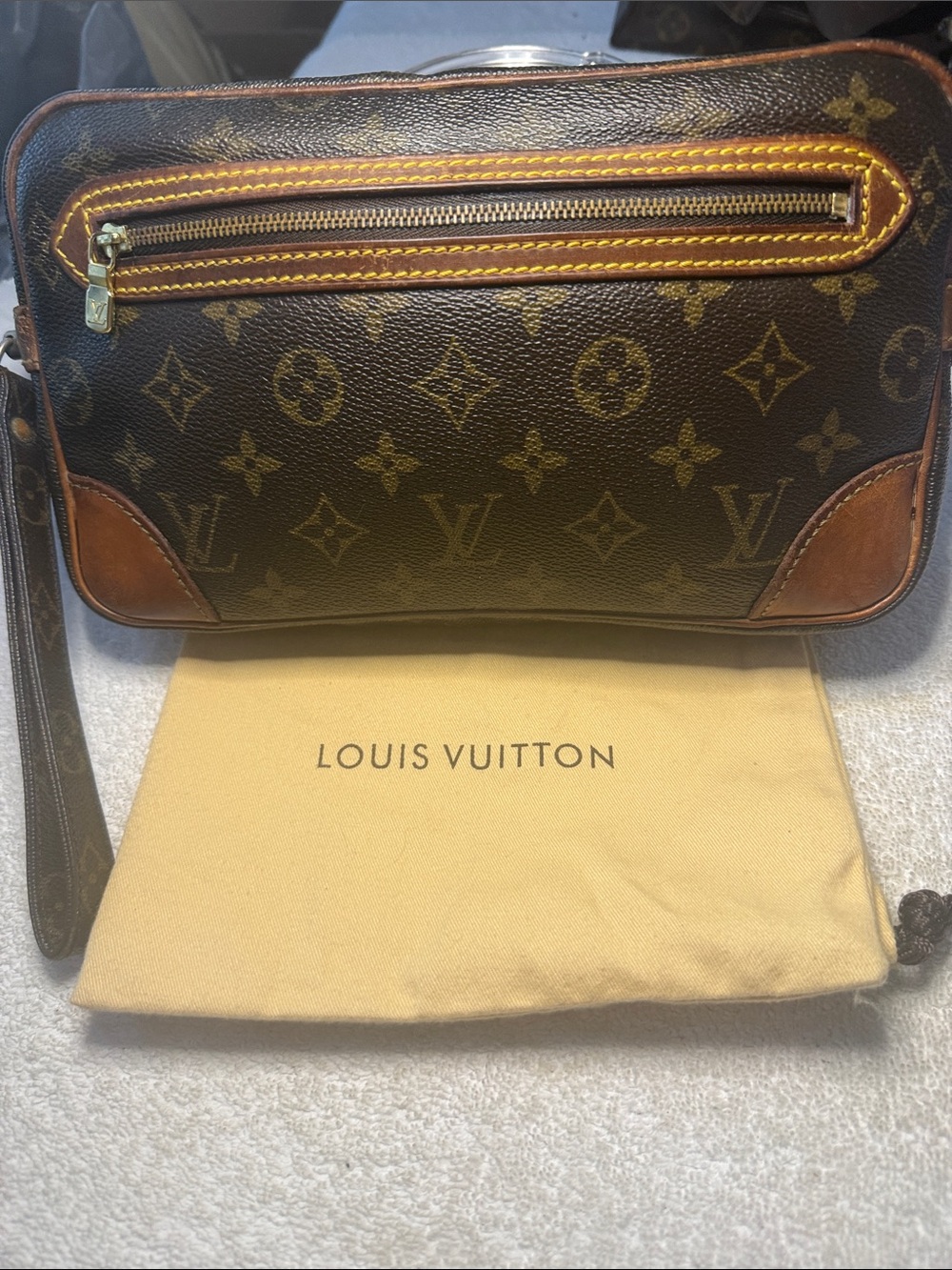 Louis Vuitton Marly Dragonne GM Clutch Brown Monogram